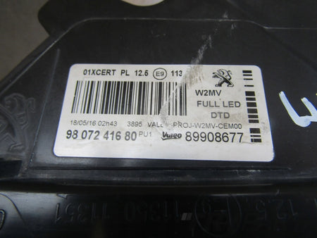 Front Lamp Peugeot 508 1 I LIFT FULL LED 14-18 RH RIGHT 9807241680
