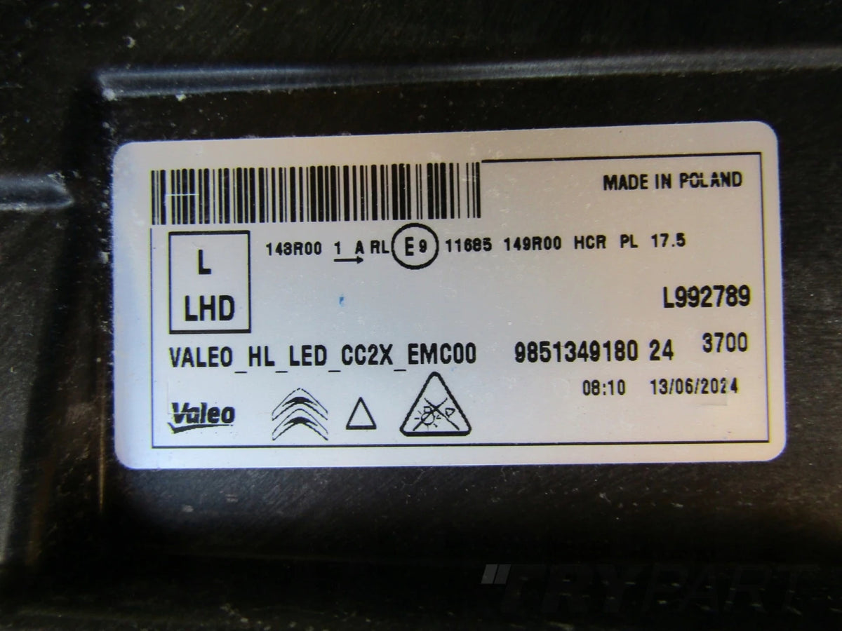 HEADLIGHT CITROEN E-C3 C3 C3 AIRCROSS IV 4 LED 24- LH 9851349180