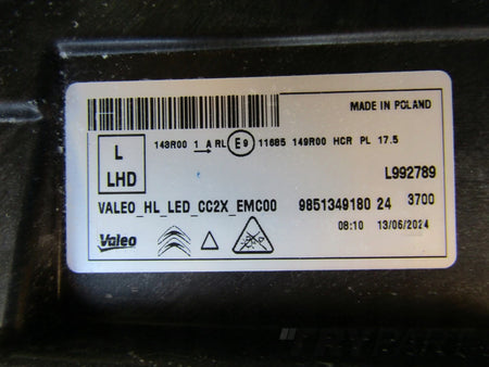 HEADLIGHT CITROEN E-C3 C3 C3 AIRCROSS IV 4 LED 24- LH 9851349180
