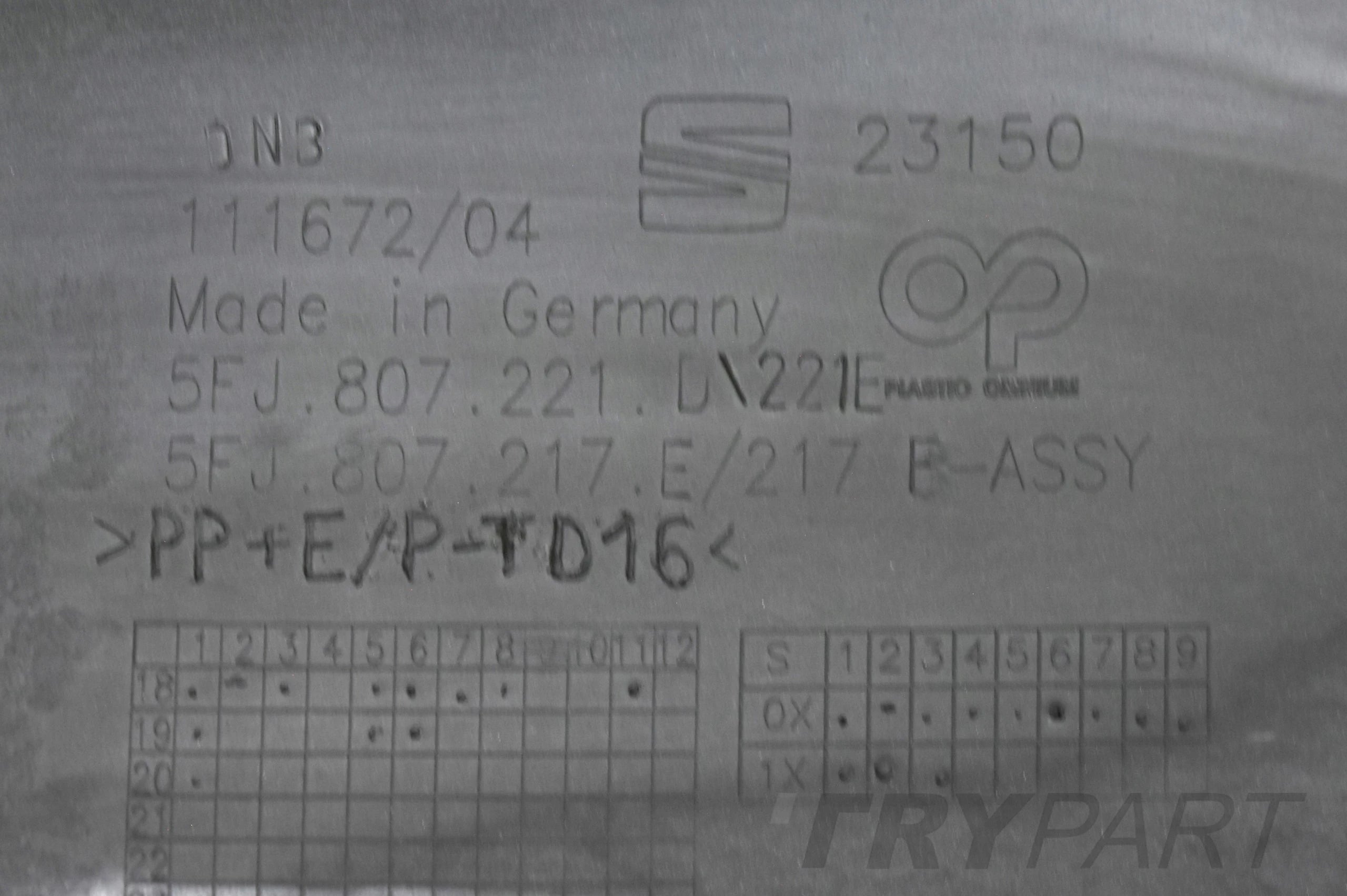 SEAT TARRACO 5FJ FRONT BUMPER ORG
