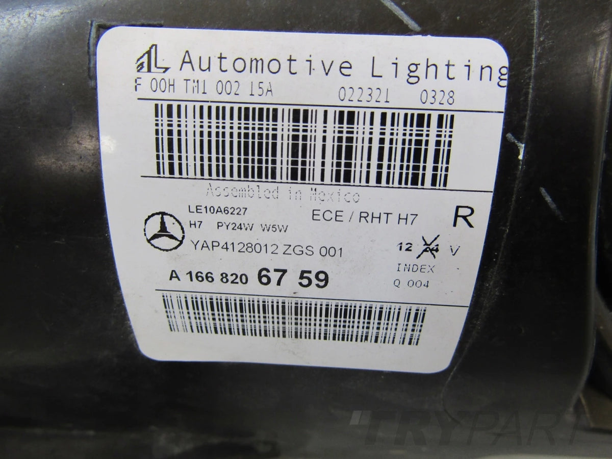Mercedes ML 166 Headlight STANDARD LENS 11-15 RH A1668206759