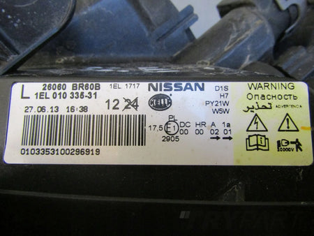 HEADLIGHT NISSAN QASHQAI I J10 LIFT XENON NON-SWIVEL 09-13 LH LEFT 26060