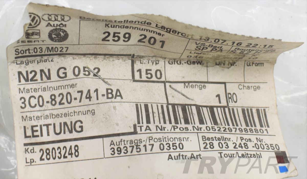 VW PASSAT B8 CC AIR CONDITIONING HOSE LINE NEW ORIGINAL