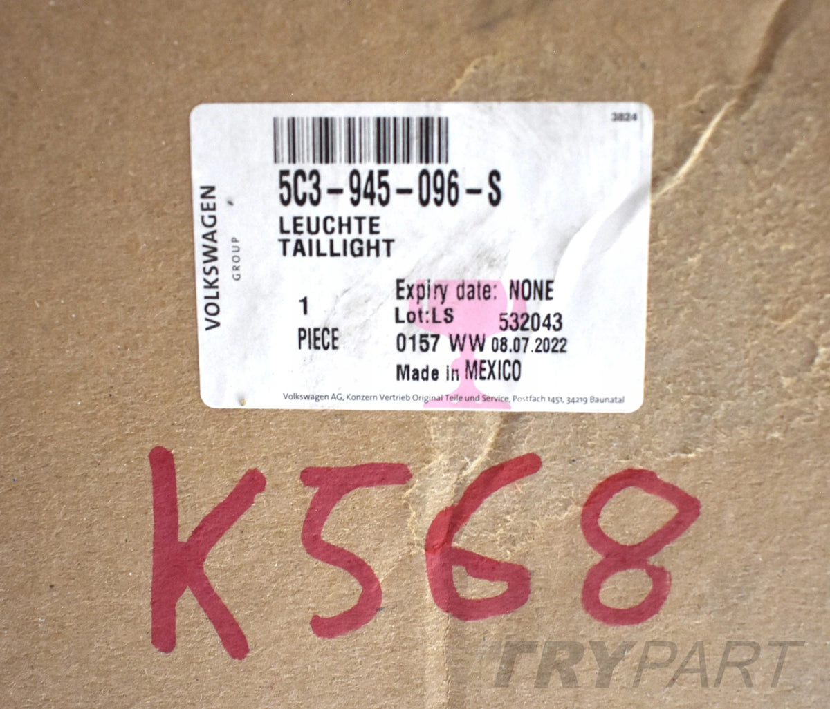 VW NEW BEETLE II 5C3 CABRIO RIGHT REAR TAIL LIGHT ORG EU NEW