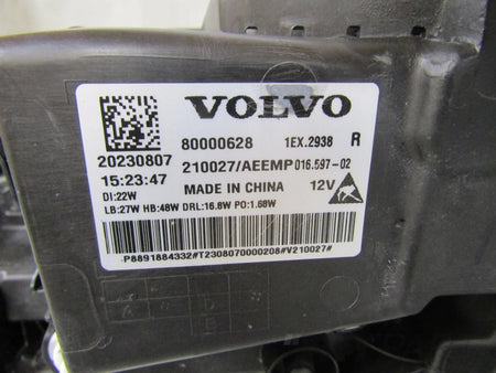 HEADLIGHT HEADLIGHT VOLVO EX30 FULL LED 23- RIGHT PASSENGER SIDE 80000628