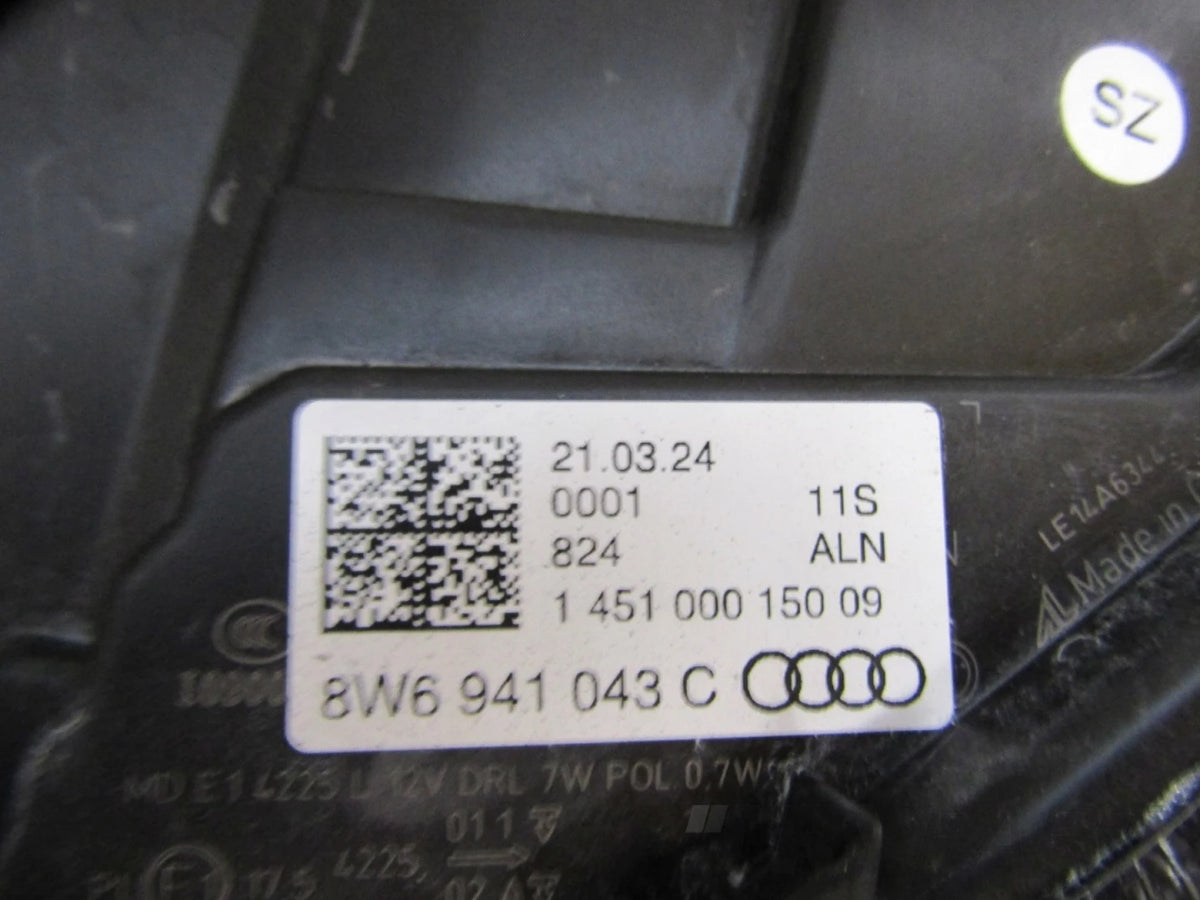 HEADLIGHT AUDI A5 8W6 XENON NON-SWIVEL 16-19 LH LEFT 8W6941043C