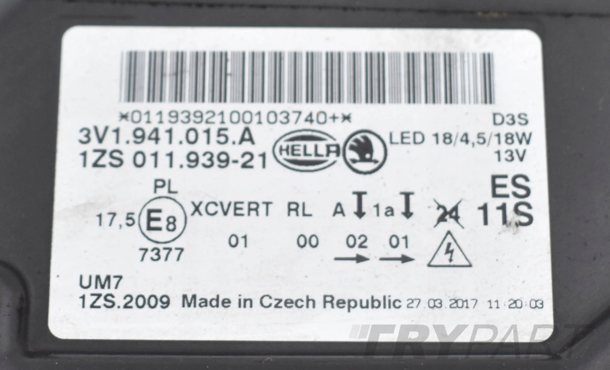 SUPERB III 3V1 LAMP LEFT FRONT EU ORG! DISMANTLING