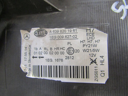 Headlight Mercedes Vito Viano W639 LIFT STANDARD 10-14 RH RIGHT A6398201961