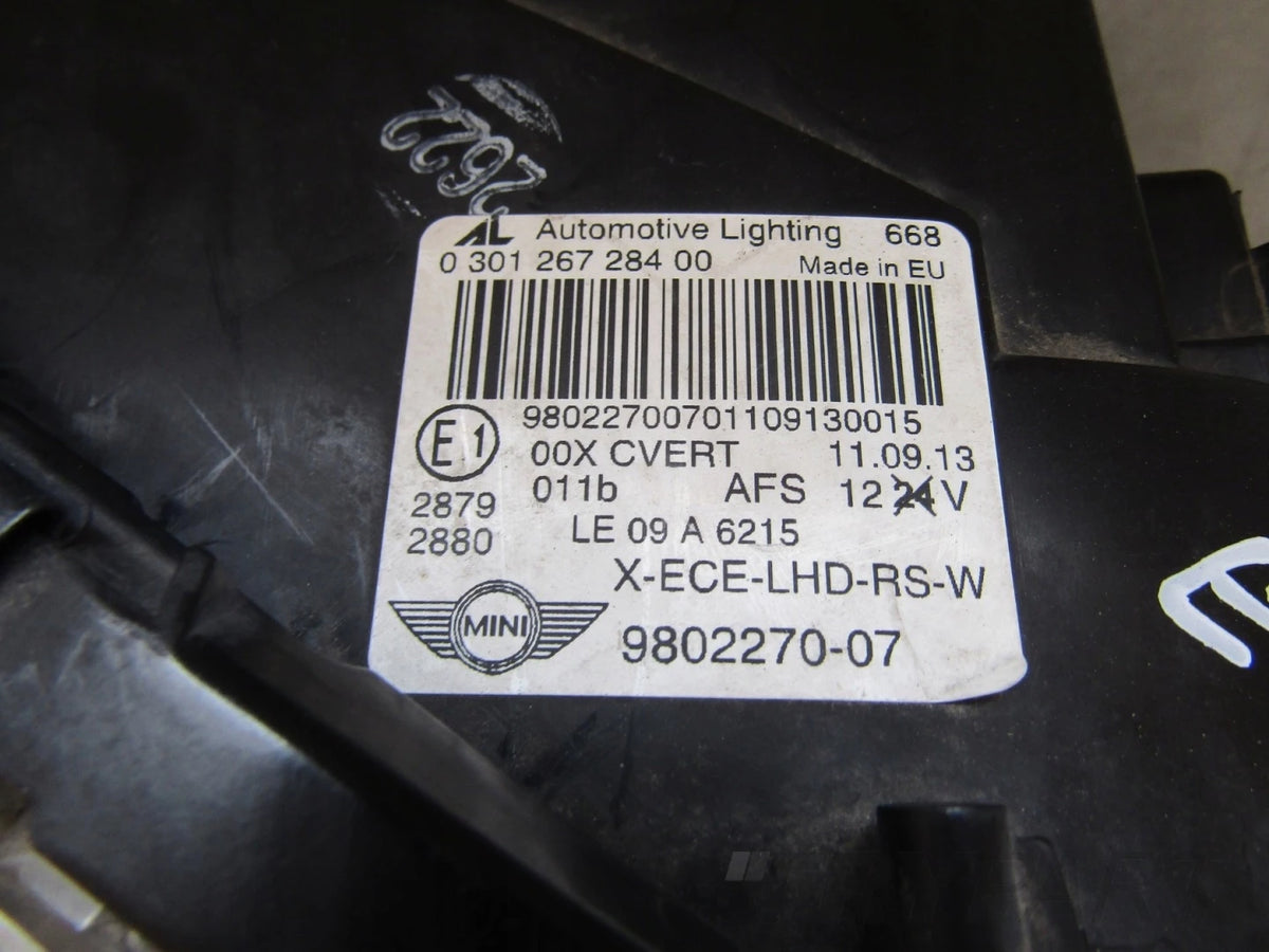 Front Lamp Mini Countryman R60 Xenon Swivel 10-17 RH 9802270
