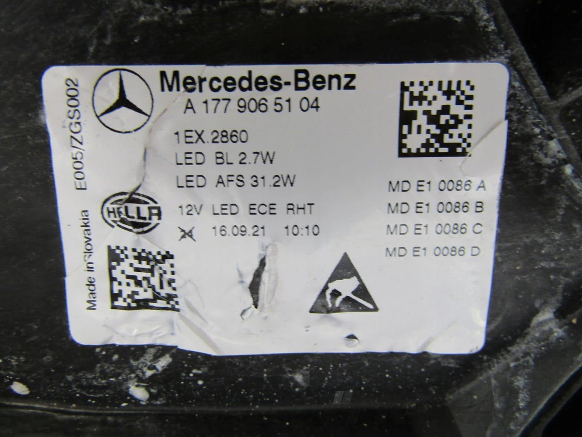 MERCEDES A CLASS W177 LIFT LED HEADLIGHT LH 22- A1779065104