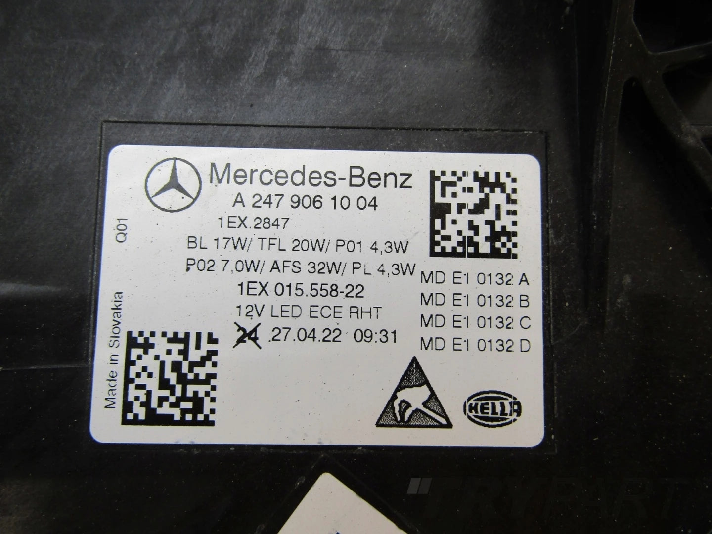 MERCEDES B CLASS W247 LED HEADLIGHT LIFT PERFORMANCE RH RIGHT 22- A247906