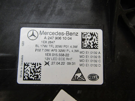 MERCEDES B CLASS W247 LED HEADLIGHT LIFT PERFORMANCE RH RIGHT 22- A247906