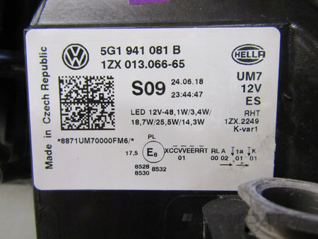 FRONT HEADLIGHT VOLKSWAGEN GOLF 7 VII GTE LIFT FULL LED 16-20 LH LEFT 5G1941081
