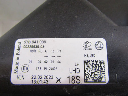 SKODA KAROQ 57B LIFT LED 21- HEADLIGHT LH 57B941009