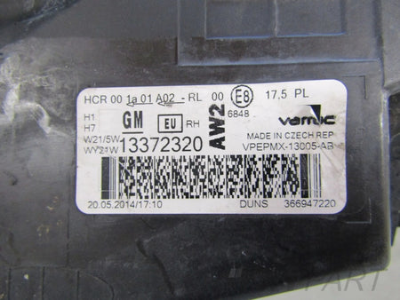 HEADLIGHT OPEL MERIVA B LIFT STANDARD 13-17 RH RIGHT 13372320