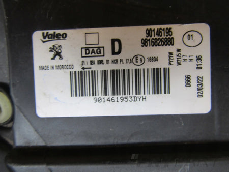 Front Lamp Peugeot Partner 4 IV Rifter STANDARD 18-23 RH 9816826880