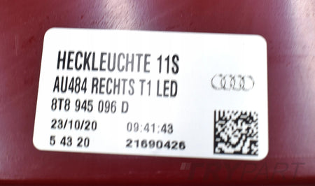 AUDI A5 8T8 SPORTBACK RIGHT REAR LED TAIL LIGHT EU GENUINE NEW