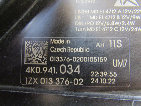AUDI A6 C8 LED HEADLIGHT 18- RH RIGHT 4K0941034