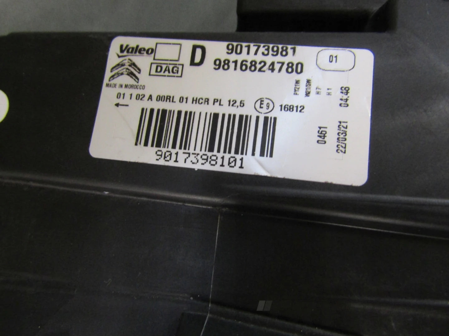 FRONT LAMP CITROEN BERLINGO 4 IV STANDARD 18- RH 9816824780