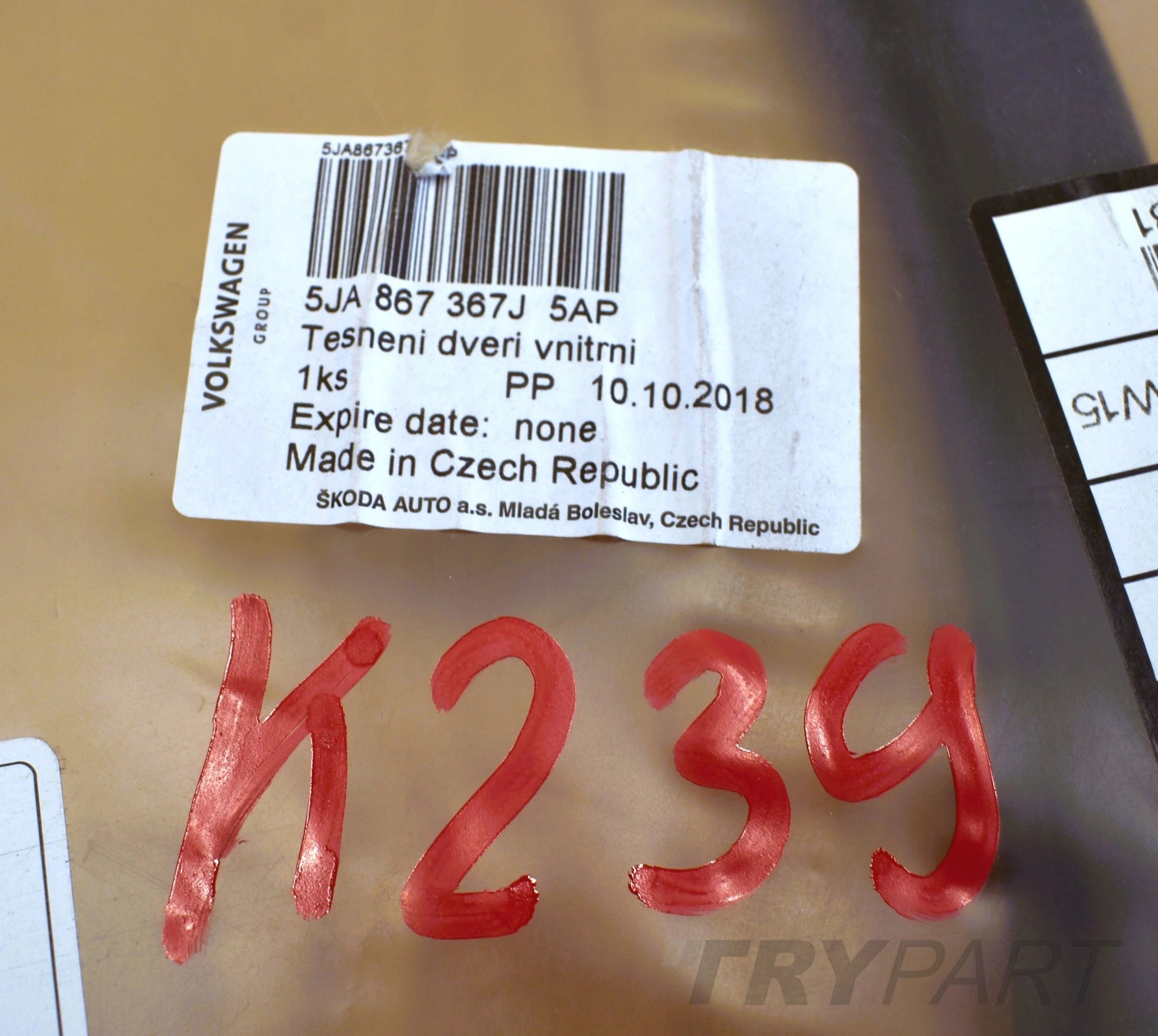 SKODA RAPID 5JA USZCZELKA DRZWI LEWYCH TYŁ TYLNYCH NOWA ORG