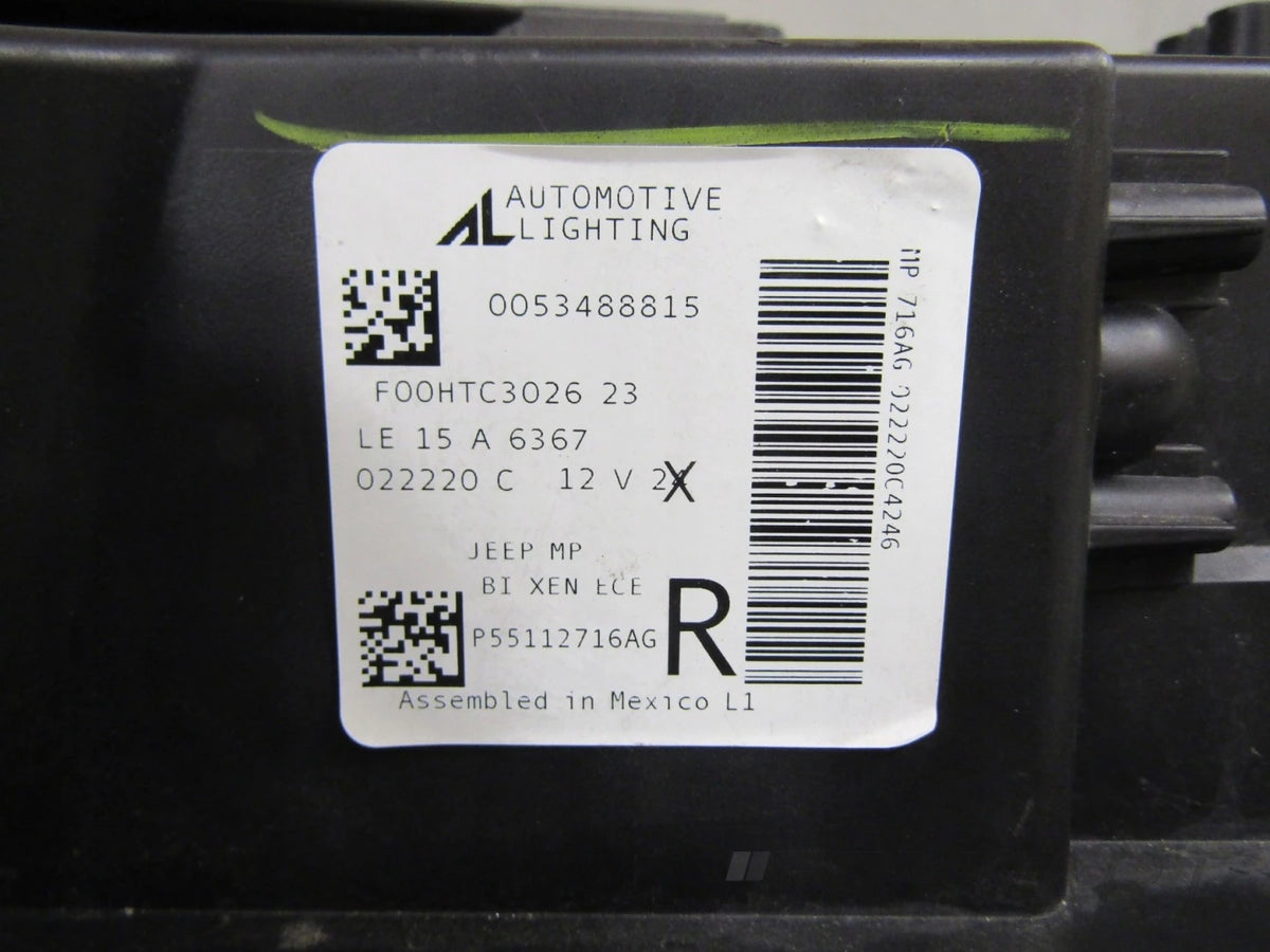 HEADLIGHT JEEP COMPASS 2 II XENON NON-SWIVEL 16-20 RH RIGHT 0053488815