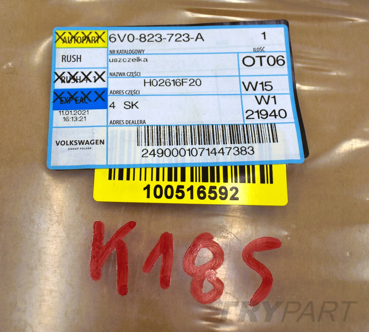 SKODA RAPID FABIA III 6V0 WINDSHIELD SEAL GENUINE NEW