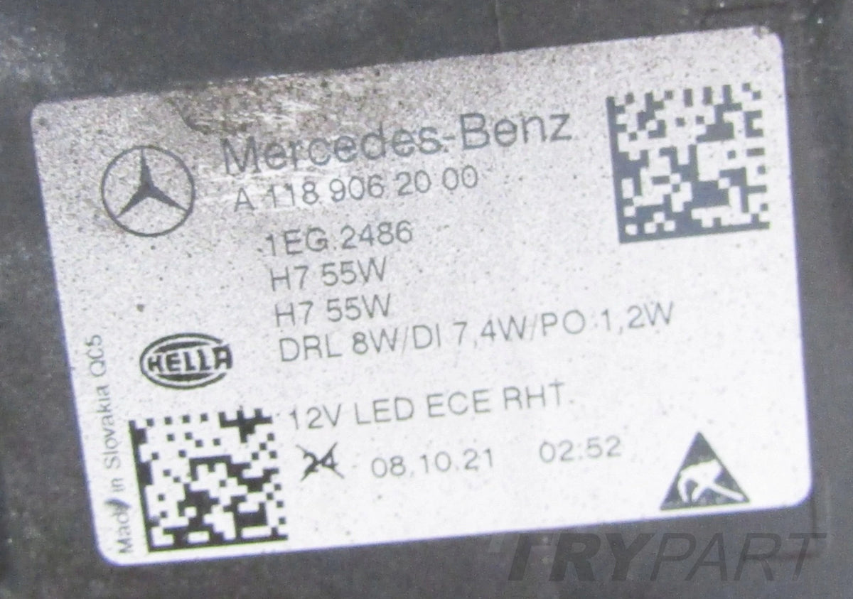 MERCEDES CLA W118 HEADLIGHT STANDARD RH 19-23 A1189062000