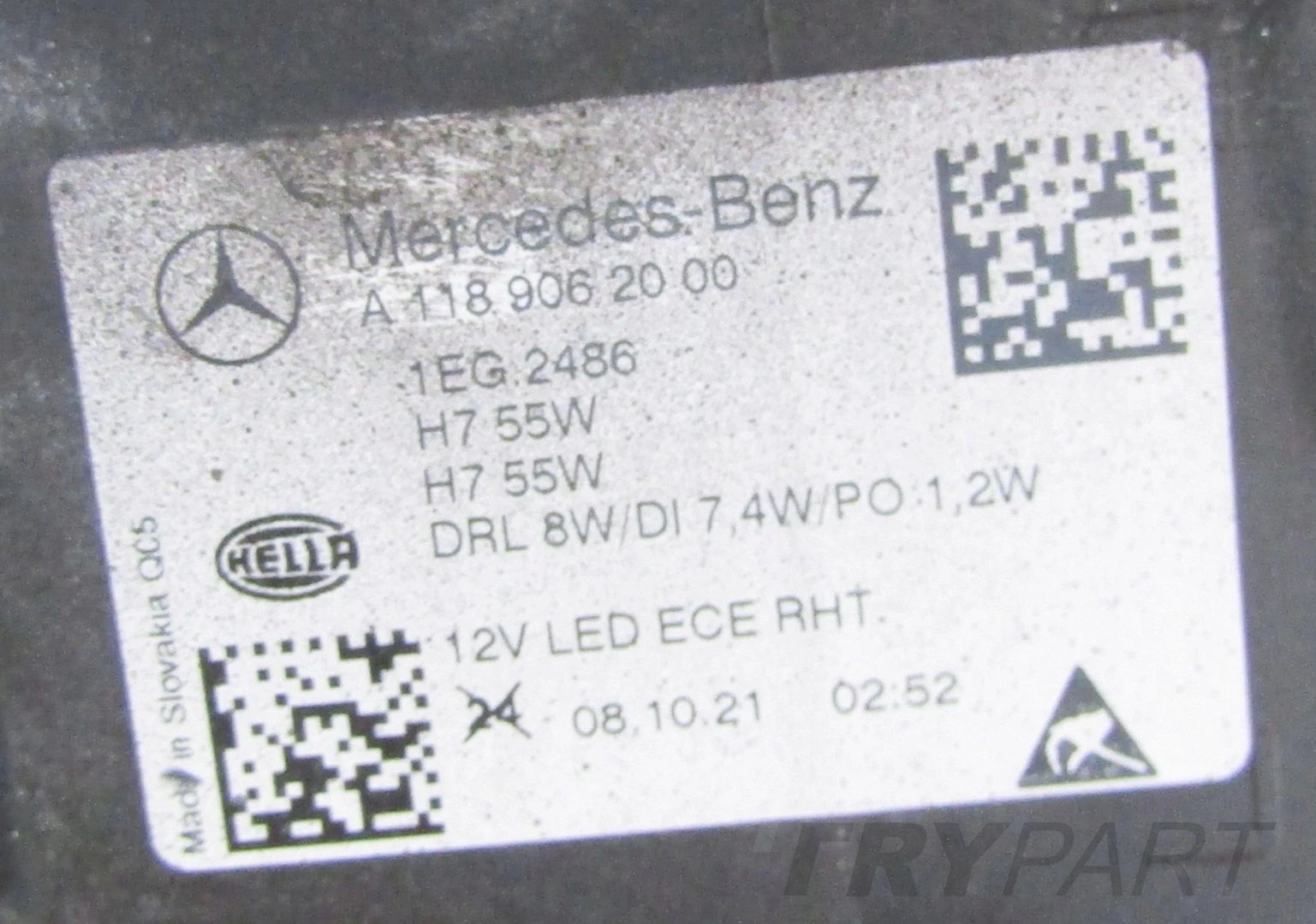 MERCEDES CLA W118 HEADLIGHT STANDARD RH 19-23 A1189062000